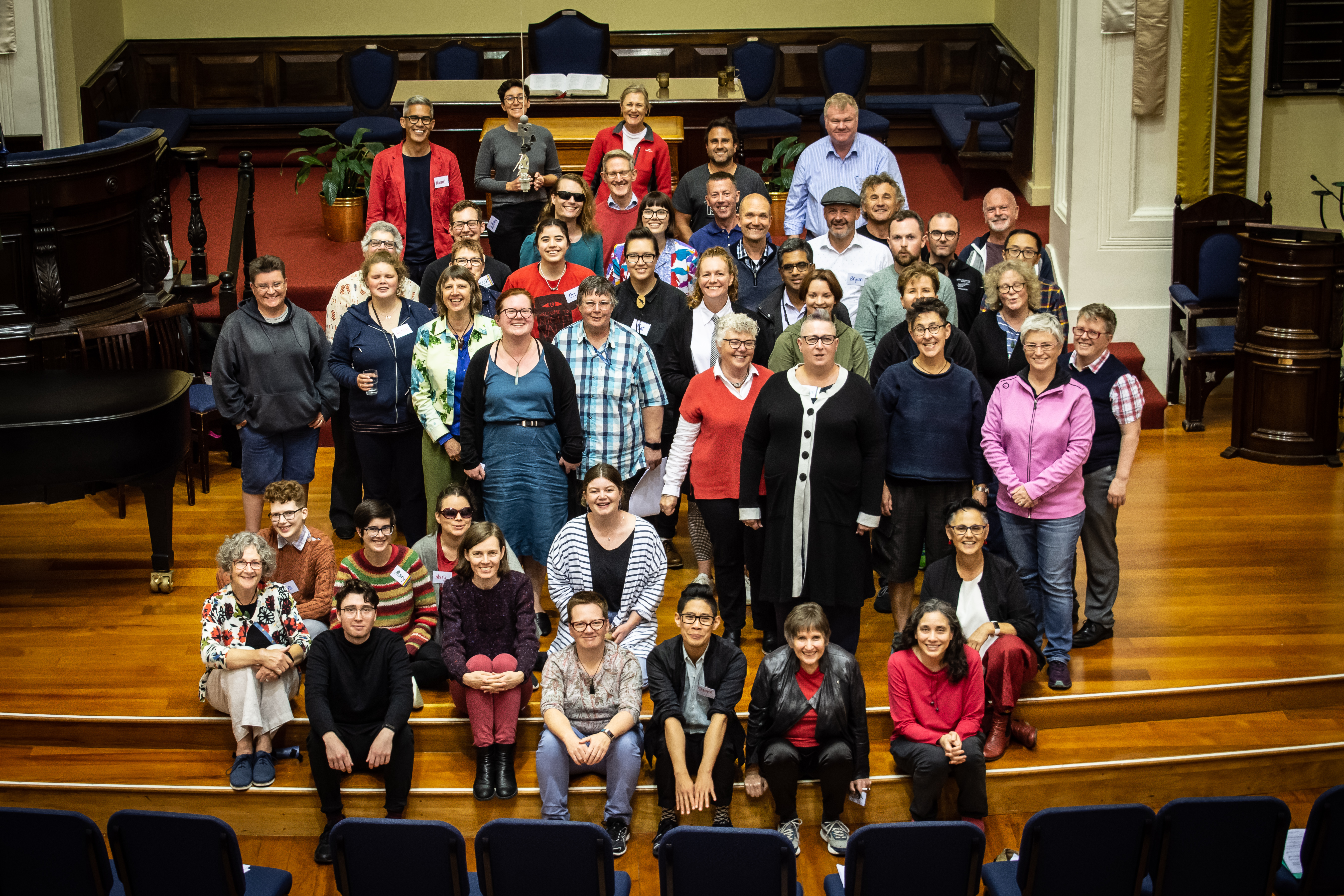 Small choir at rehearsal - View from the top at St. Andrews.